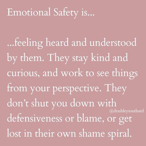 I talk about Emotional Safety in my therapy sessions A LOT, because it's THAT important! ✨ Oftentimes, people aren't even aware that Emotional Safety is a 'thing' to consider or require in their love relationship. But once they see it, they can't unsee it! 🤗 Emotional Safety is that felt sense of security with your partner, where you know that ~ no matter what ~ you and your experience in this relationship truly, truly matters to them. 🥰 This means you can lean into them, lean on them, a... Transactional Relationship Quotes, Safety Quotes Relationships, Emotional Safety, Safety Quotes, Emotional Security, Counseling Tools, Baby Boy Haircuts, Boy Haircuts, Love Is Not Enough