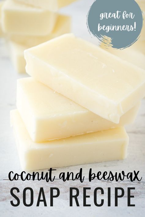 This cold process soap recipe uses coconut oil, olive, and beeswax for a palm-free soap that's great for children and adults alike. Easy enough for beginner soap makers! Baby Soap Recipe, Beeswax Soap Recipe, Hand Cream Homemade, Beeswax Soap, Easy Soap Recipes, Coconut Oil Soap, Cold Process Soap Recipes, Soap Making Recipes, Baby Soap