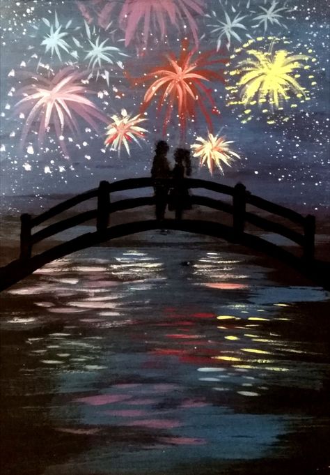 Painting Fireworks, Diy Christmas Ideas, A Bridge, Diy Christmas, Decoration Ideas, Fireworks, Christmas Ideas, 4th Of July, Bridge