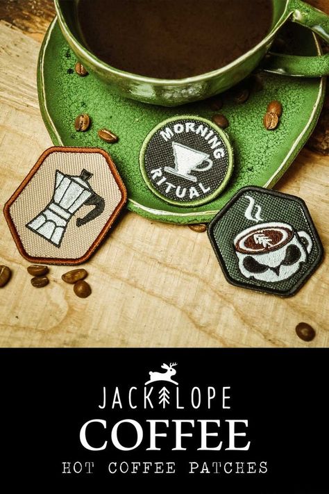 Coffee Patches, Coffee Artwork, Forest Camp, Morale Patches, Camping Coffee, Morale Patch, Morning Ritual, Hot Coffee, Poland