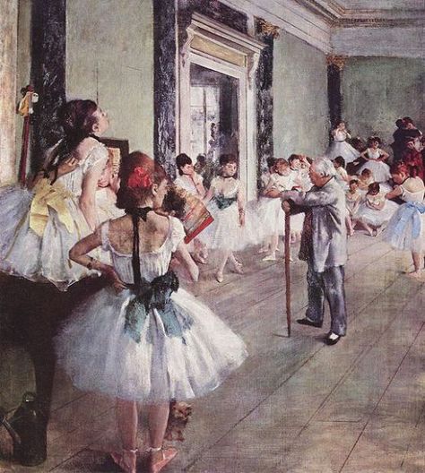 The Dance Class by Edgar Degas, 1875. This Oil on Canvas hangs in the Musee D'Orsay in Paris. Puzzle Aesthetic, Edgar Degas Art, Degas Paintings, Art Ballet, Vintage Ballet, Mary Cassatt, Ballet Art, Edouard Manet, Impressionist Artists