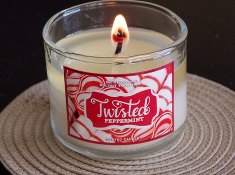 Candles At Night, Roses Candle, Candles For Christmas, Bath And Body Works Products, Twisted Peppermint, Peppermint Candles, Car Clips, Candle Obsession, Candle Images