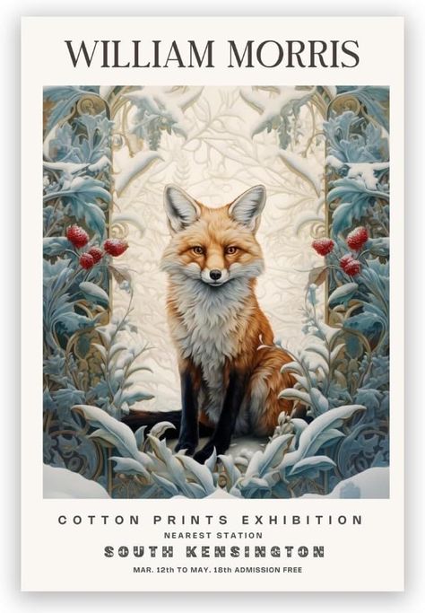 William Morris Art Posters, William Morris Christmas, Jungle Poster, William Morris Prints, Animal Canvas Paintings, Fox Images, William Morris Art, William Morris Designs, Diy Watercolor Painting