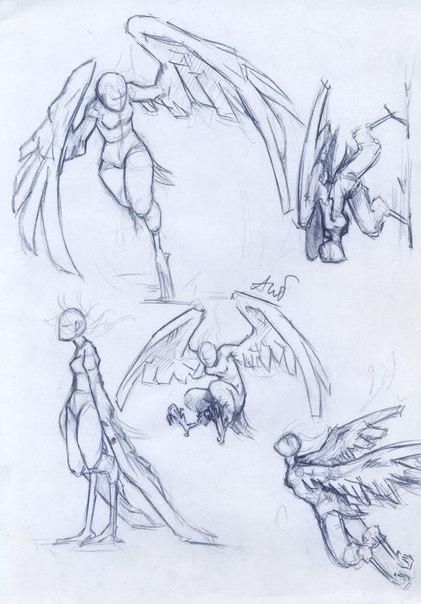 Angel Wing Sketch, Drawing Advice, Notebook Therapy, Wings Sketch, Drawing Heart, Winged People, Animation Ideas, Wings Drawing, Oc Stuff