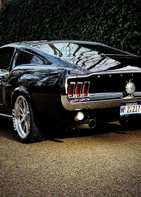 Bad-ass Ford Mustang 68 Ford Mustang, Black Mustang, Muscle Cars Mustang, Old Muscle Cars, Aesthetic Cool, Ford Mustang Car, Auto Retro, Ford Mustang Fastback, Custom Muscle Cars