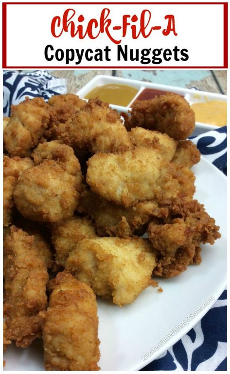 Copycat Chick-Fil-A Chicken Nuggets Chick Fil A Recipe Copycat, Chick Fil A Chicken Nuggets, Chick Fil A Recipe, Chick Fil A Nuggets, Copycat Chick Fil A, Eat More Chicken, Chicken Nugget Recipes, Nuggets Recipe, Copykat Recipes