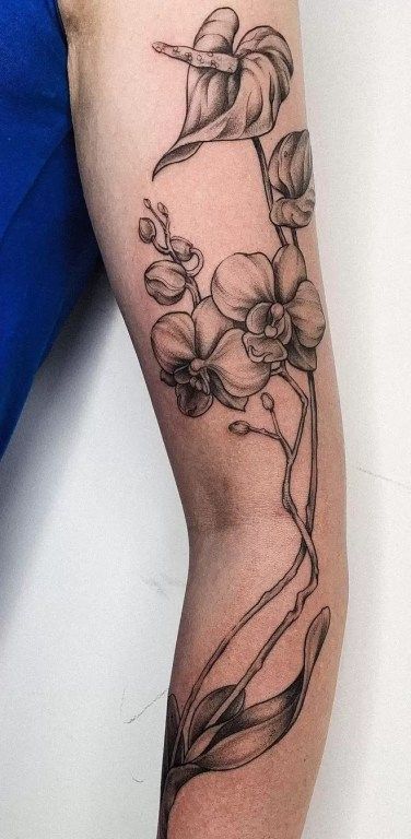 Orchid Tattoo Meaning, Orchid Tattoos, Water Lily Tattoos, Delicate Tattoos For Women, Tulip Tattoo, Orchid Tattoo, Delicate Tattoo, Flower Tattoo Sleeve, Friendship Tattoos