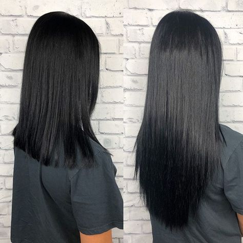 One Length Hair, Hair Extensions Before And After, Jet Black Hair, Black Hair Extensions, Haircuts Straight Hair, Hair Inspiration Color, Hair Inspo Color, Hair Color For Black Hair, Dark Hair