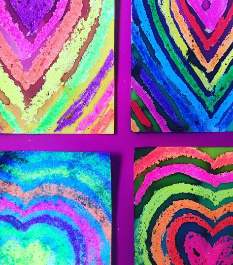 Resist art hearts – Scarlette Rose Fairy Oil Pastel And Watercolor Art, Oil Pastel Resist, Resist Art, Heart Art Projects, January Art, Steam Ideas, Kindergarten Projects, Glow Art, Mixed Media Art Projects