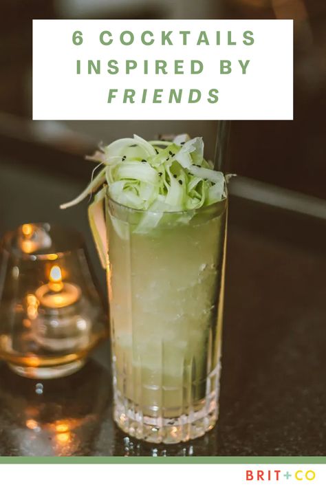 Friends Inspired Cocktails, Movie Theme Alcohol Drinks, Friends Themed Cocktails, Friends Themed Drinks, Friends Themed Drink Ideas, Movie Themed Cocktails, Cocktail Movie Bollywood, Friends Cocktails, Friends Trivia