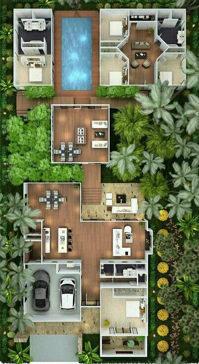 Sims 4 Hus, Reka Bentuk Landskap, House Kitchen Ideas, Pelan Rumah, 3d House Plans, House Bloxburg, Casas The Sims 4, Sims House Plans, Guest Houses