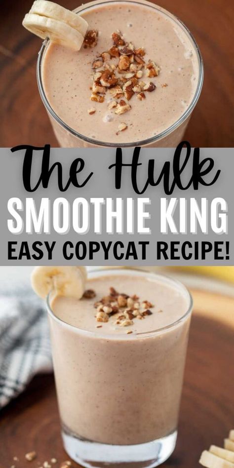 If you love Smoothie King The Hulk Recipe then you are going to love to make it at home. Save money and make this easy vanilla hulk smoothie at home. #eatingonadime #smoothierecipes #copycatrecipes #smoothieking Elvis Smoothie Recipe, Healthy Smoothie King Smoothies, Smoothie King Gladiator Recipe, Peanut Power Plus Smoothie King Recipe, Pulp Smoothie Recipes Copycat, Chocolate Hulk Smoothie King Recipe, Hulk Smoothie King Recipe, The Hulk Smoothie King Recipe, Smoothie King Recipes Copycat Hulk