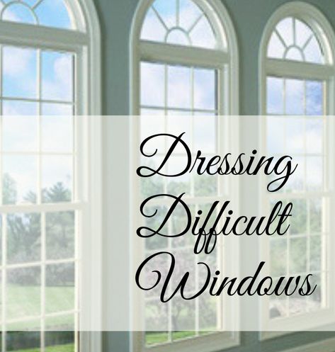 Designing Curtains for Challenging Windows Transom Window Treatments, Arched Window Coverings, Curtains For Arched Windows, Arched Window Treatments, Palladian Window, Window Treatments Curtains, Beach Living Room, Double Window, Window Treatments Living Room