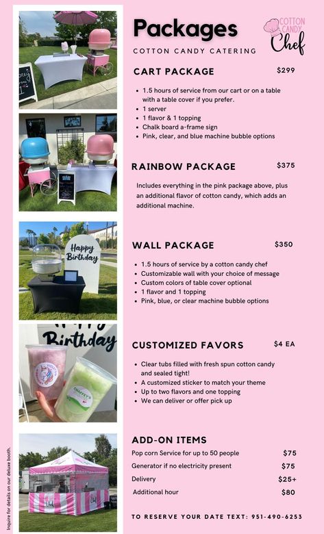 Cotton Candy Booth, Cotton Candy Business, Candy Booth, Catering For Parties, Cotton Candy Cart, Party Rental Ideas, Party Rentals Business, Event Rental Business, Candy Business