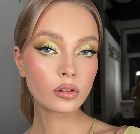 Lime Green Outfit Makeup, Chartreuse Dress Makeup, Lime Green Dress Makeup, Lime Makeup, Formal Makeup, Green Makeup, Dress Makeup, Blue Makeup, Makeup For Green Eyes