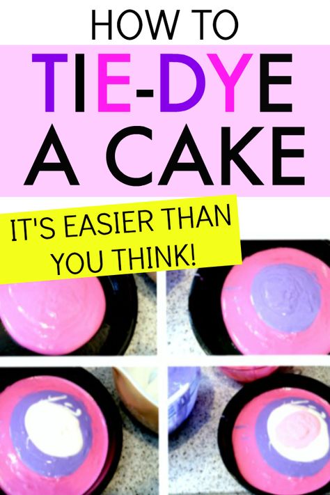 How to tie dye cake for an easy cake recipe for perfect tie dye birthday cake, baby shower cake and more! (You can use the same technique for tie dye cupcakes too!) Add this to your fun kids dessert ideas. #cakerecipes #tiedye #desserts #cakes Aphmau Birthday Cake Ideas, Tye Dye Cake Ideas, Tie Dye Cakes Ideas, Tie Dye Icing Technique, Tye Dye Cakes Birthdays, Tye Dye Birthday Cake, Tie Dye Cakes Birthdays, Tie Dye Cake, Tie Dye Birthday Cake