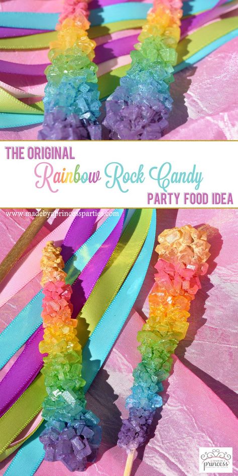 Rock Candy Diy, Rock Candy Recipe, Make Rock Candy, Candy Experiments, Party Essen, Rainbow Rocks, Candy Recipes Homemade, Rainbow Food, Unicorn Foods