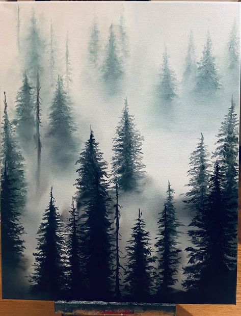 Bob Ross Style Painting For Beginners | Misty forest | Facebook Bob Ross Paintings, River Painting, Painting For Beginners, Misty Forest, Forest Painting, Bob Ross, Wall Murals, Mural, Forest