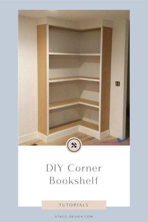 Ikea Corner Bookcase, Fitted Bookcase, Farmhouse Library, Corner Built In, Library Corner, Bookshelf Corner, Corner Shelving, Basement Finish, Corner Bookshelf