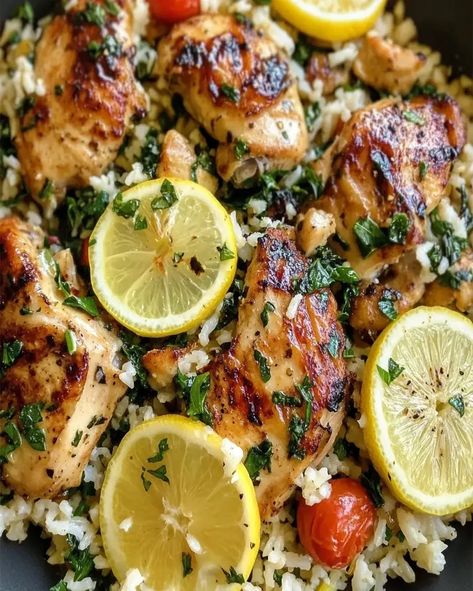 Greek Chicken and Lemon Rice - Easy 30-Minute One-Pot Meal - optimal recipes Greek Chicken And Lemon Rice, Greek Rice Recipe, Greek Chicken And Rice, Lemon Chicken And Rice, Lemon Rice Recipe, Eat Mor Chikin, Greek Lemon Rice, Cooking Jasmine Rice, Mediterranean Spices