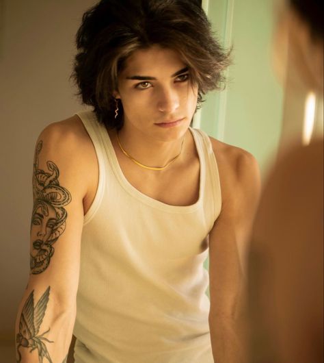 A Man, Long Hair, Tank Top, Mirror, Tattoos, Hair, White, Instagram