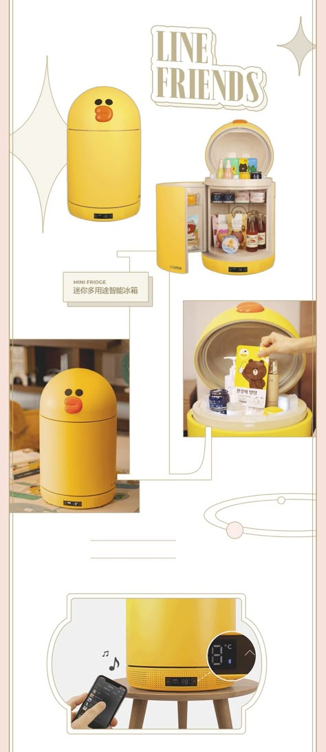 Line Friends Fridge, Kawaii Bedroom, Diy Room Decor For Teens, Pinterest Contest, Cute Furniture, Cute Bedroom Ideas, Kawaii Room, Ice Box, Mini Fridge