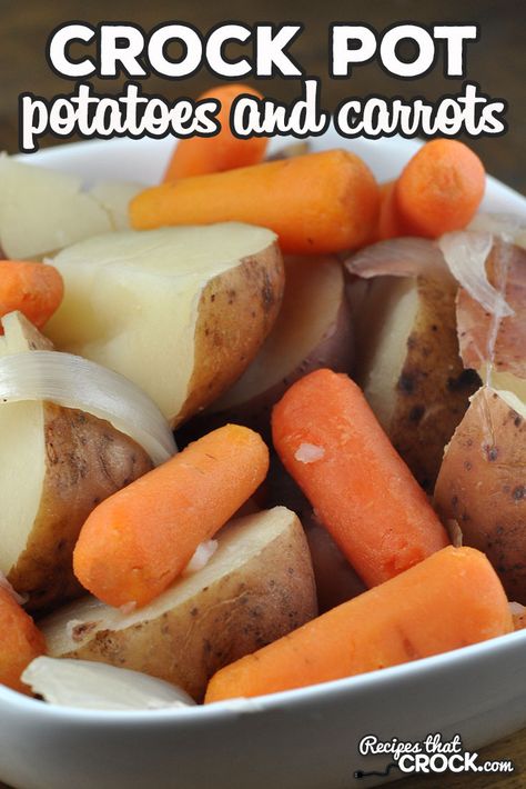 If you want an easy way to have veggies for a few meals, check out this Crock Pot Potatoes and Carrots recipe! Everyone will devour their veggies happily with this recipe! via @recipescrock Slow Cook Potatoes, Potatoes Crock Pot, Crockpot Carrots, Carrots Slow Cooker, Crockpot Veggies, Cooking Red Potatoes, Crock Pot Vegetables, Cook Potatoes, Roasted Potatoes And Carrots