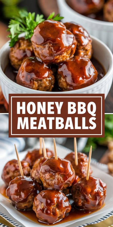 These sticky, sweet, and smoky honey BBQ meatballs are the ultimate party appetizer—easy to make and always a hit! Keywords: honey BBQ meatballs, easy party appetizers, sweet and smoky meatballs, crowd-pleaser recipe Smoky Meatballs, Party Appetizers Sweet, Honey Bbq Meatballs, Crowd Pleasers Recipes, Easy Party Appetizers, Appetizer Easy, Bbq Meatballs, Tasty Meatballs, Meatballs Easy