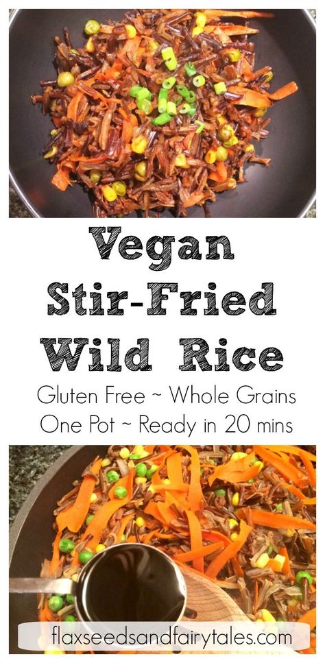 Vegan Stir-Fried Wild Rice is an easy one pot meal the whole family will enjoy! It can be served as a healthy side dish or even an entree. It tastes great with chicken or tofu. If you're looking for simple wild rice recipe ideas, this has you covered! It's also gluten free, nut free, dairy free, vegetarian, and egg free. Great for dinner and leftovers! Learn how to cook wild rice. Tofu Recipes Stir Fry, Rice Recipe Ideas, Recipes Stir Fry, Wild Rice Recipe, Cook Tofu, Wild Rice Recipes, Vegan Stir Fry, Asian Meals, Cooking Wild Rice