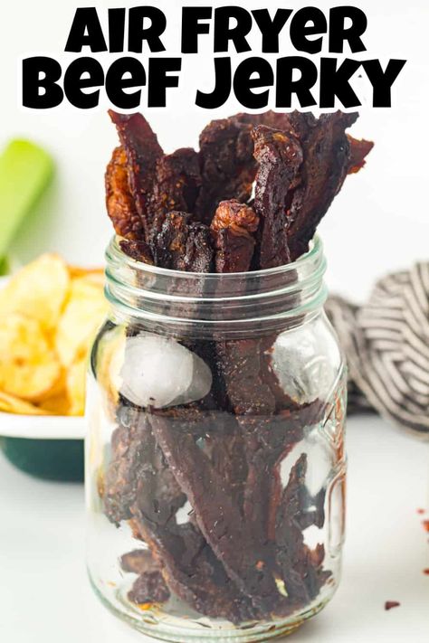 Beef Jerky Air Fryer Recipes, Air Fryer Jerky Recipes, Beef Jerky Recipe Air Fryer, Air Fryer Beef Jerky, Jerkey Recipes, Air Fryer Beef, Beef Jerky Recipe, Best Beef Jerky, Homemade Beef Jerky