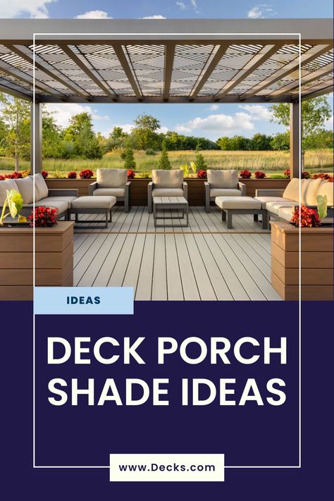 Transform your outdoor space into a cool, inviting retreat with innovative shade solutions! 🌿☀️ Whether it's a stylish pergola, a charming gazebo, or sleek sun sails, there are so many ways to enjoy your deck, porch, or patio even on the sunniest days. Discover 20 fantastic ideas that blend functionality with style to enhance your backyard oasis. Dive into the full article for practical tips and inspiration to make the most of your outdoor spaces. 🌞✨ Porch Shade Ideas, Porch Shades, Deck Stair Railing, Deck Shade, Deck Maintenance, Sun Sails, Simple Deck, Shade Ideas, Deck Privacy