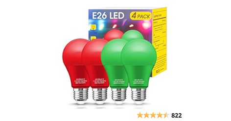 Red Light Bulbs Green Light Bulbs [4 Pack] - A19 LED Red and Green Bulbs 9W (60W Equivalent) - E26 Base Red Light Bulb Outdoor, Colored Light Bulbs for Christmas Party Porch Decor (2 Red+2 Green) - Amazon.com Red Light Bulb, Red Light Bulbs, Colored Light Bulbs, Christmas Light Bulbs, Traditional Lighting, Flood Lights, Porch Decor, Holiday Lights, Red Light