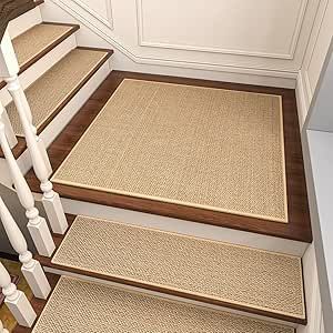 PADOOR Non Slip Stair-Treads Matching-Mat for Wooden Steps, Square Rubber Backing Non Slip Stair Landing Mat 31x31 inch Tiles For Stairs, Aluminium Door, Door Thresholds, Modern Farmhouse Bathroom Rug, Carpet Stair Treads, Stair Mats, Stair Landing, Stair Tread Rugs, Wooden Tile