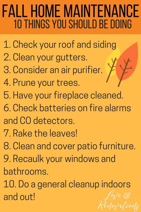 Tips for DIY fall home maintenance - things you should be doing this fall to keep your home in good shape and get things cleaned up for the winter. Fall Home Maintenance, Fall Maintenance, Easy Home Improvement Projects, Clean Fireplace, Easy Home Improvement, Home Maintenance Checklist, Fall Cleaning, Maintenance Checklist, Home Improvement Loans