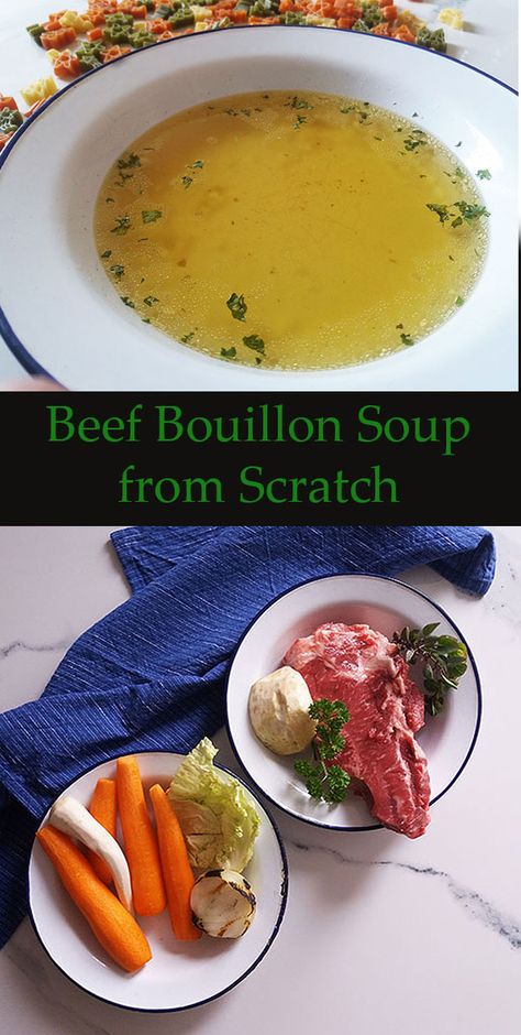 Beef Bouillon Soup from Scratch : simple and full of flavours; once you make it, it becomes a kitchen staple ! Homemade Beef Bouillon, Boullion Soup, Homemade Bouillon, Bouillon Recipe, Bouillon Soup, Chicken Powder, Wheat Free Recipes, Homemade Beef, Thanksgiving Food