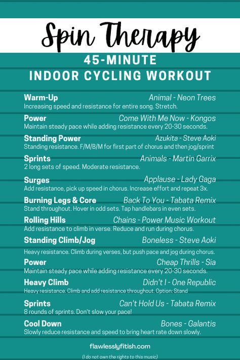 *Exclusive* Indoor Cycling Workout & Playlist Library - Flawlessly Fit(ish) Cycle Class Workout, Spinning Workout Quotes, Spinning Playlist, Indoor Cycling Drills, Spin Cycle Workout, Cycle Instructor, Spin Class Routine, Spin Class Workout, Cycle Workout