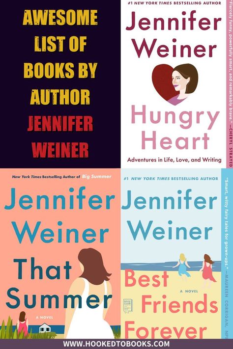 Jennifer Weiner is the author of smashing-hit titles like Good In Bed, Little Earthquakes, and Big Summer. #bookstoread #books #hookedtobooks #booklover Jennifer Weiner Books, Cheryl Strayed, List Of Books, Best Books To Read, Self Discovery, Reading Lists, Bestselling Author, Book Club, Good Books