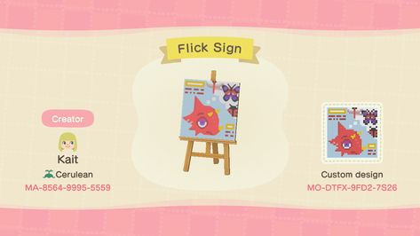 Animal Crossing Flick Bug Information Sign Design Acnh Flick, Designs For Animal Crossing, Acnh Custom Design, Acnh Custom Designs, Tile Design Pattern, Animal Crossing Qr Codes Clothes, Qr Codes Animal Crossing, Design Library, Stall Designs