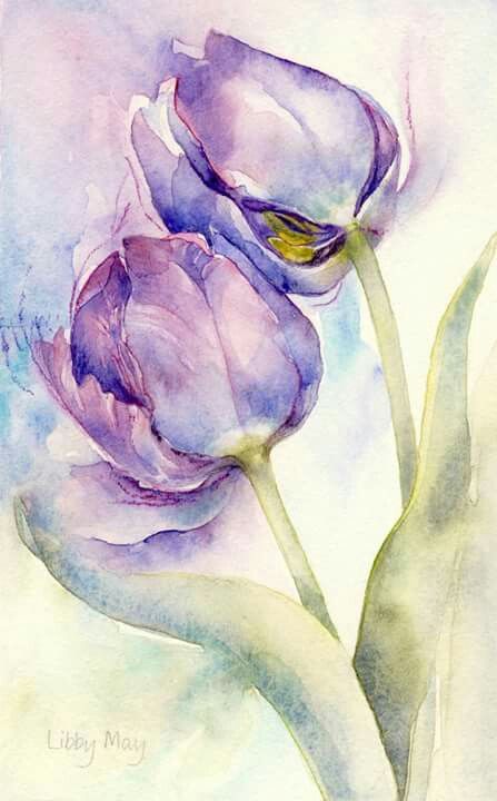 Tulip Painting, Watercolor Tulips, Watercolor Flower Art, Watercolor Painting Techniques, Hur Man Målar, 수채화 그림, Simple Acrylic Paintings, Watercolor Flowers Paintings, Easy Watercolor