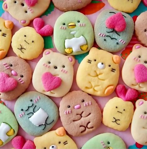 Japanese Cookies, Kawaii Cookies, Kawaii Sweets, Kawaii Dessert, Dessert Packaging, Cookie Mold, Cute Baking, Sumikko Gurashi, Cute Snacks