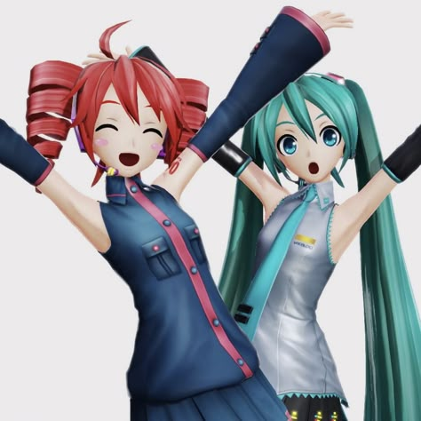 Miku And Teto Matching Pfp, Miku Teto Neru Matching Pfp, Miku Teto Neru, Ruko Vocaloid, Mesmerizer Miku And Teto Pfp, Teto Pfp, Teto And Miku, Teto Vocaloid Pfp, Mesmerizer Miku And Teto