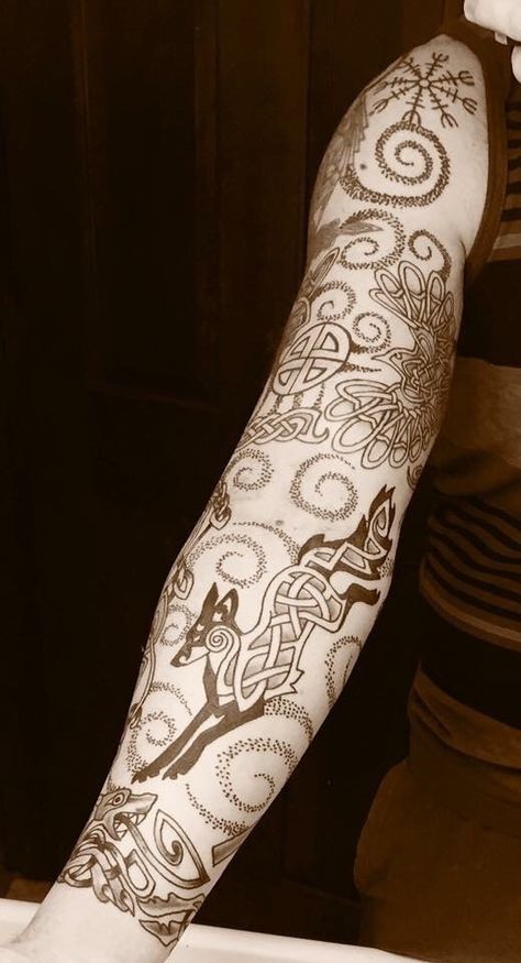 Celtic Folklore Tattoo, Dragon Ball Tattoos, Celtic Tattoo For Women, Celtic Sleeve Tattoos, Tats Ideas, Pagan Tattoo, Celtic Knot Tattoo, Celtic Viking, Polynesian Tattoos