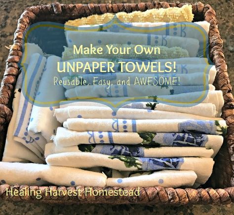 How to Make EASY Unpaper Towels---Reusable Cloth "Paper" Towels Paperless Kitchen, Cloth Paper Towels, Bees Wrap, Diy Towels, Reusable Paper Towels, Unpaper Towels, I Would Rather, Cling Wrap, Reduce Reuse