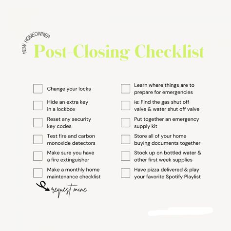 Closing On House, Closing Checklist, Moving House Tips, Office Hacks, Real Estate Business Plan, New Home Checklist, First Apartment Checklist, Closing Day, Apartment Checklist