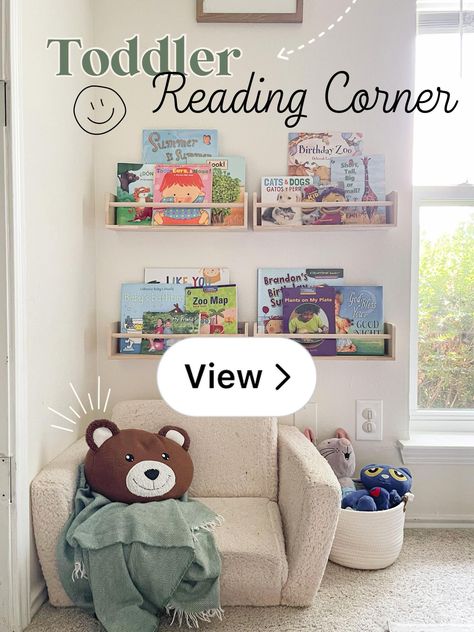 Toddler Reading Corner, Playroom Reading Nook, Library Corner, Zoo Map, Corner Decor, Toddler Bedrooms, Summer Birthday, Reading Corner, Toddler Room