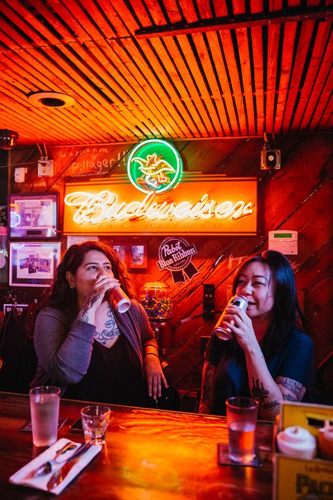 Vintage Bar Photoshoot, Dive Bar Photoshoot, Dive Bar Photography, Bar Scene Photography, Dive Bar Branding, Bar Ambience Photography, Retro Dive Bar, Portland Oregon Breweries, Bar Pics