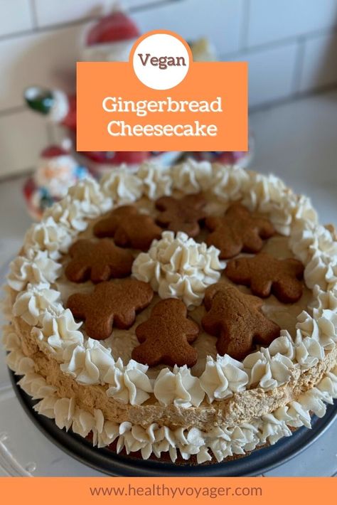 Delicious no bake vegan gingerbread biscoff cookie cheesecake recipe great for gingerbread, sugar and biscoff varieties! #vegan #cheesecake #gingerbread #holiday #christmas Cheesecake Gingerbread, Cookie Cheesecake, Gingerbread Cheesecake, Healthy Woman, Vegan Gingerbread, Raw Cookie Dough, Clean Eating Recipes For Dinner, Biscoff Cookies, Vegan Cheesecake