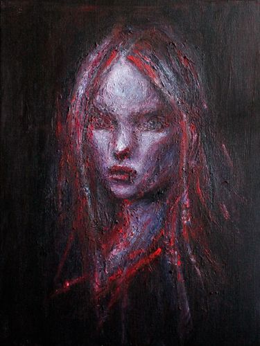 "Red Eye" Acrylic and oil-pastels on canvas. 30x40cm. Original for sale.  #painting #art #portrait #dark #horror# abstract #contemporary Horror Oil Pastel Art, Creepy Oil Pastel Art, Dark Oil Pastel Art, Horror Oil Painting, Horror Painting, Face Art Painting, Art Research, Higher Art, Scary Story