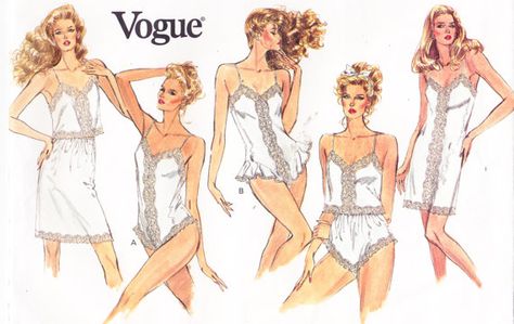 SALE 1980s Vintage Womens Sewing Pattern by Sutlerssundries, $11.99 Lingerie Pattern, Vintage Vogue Patterns, Vintage Vogue Sewing Patterns, Lingerie Patterns, Vogue Vintage, Women's Sewing Pattern, Sewing Lingerie, Retro Lingerie, Lingerie Inspiration