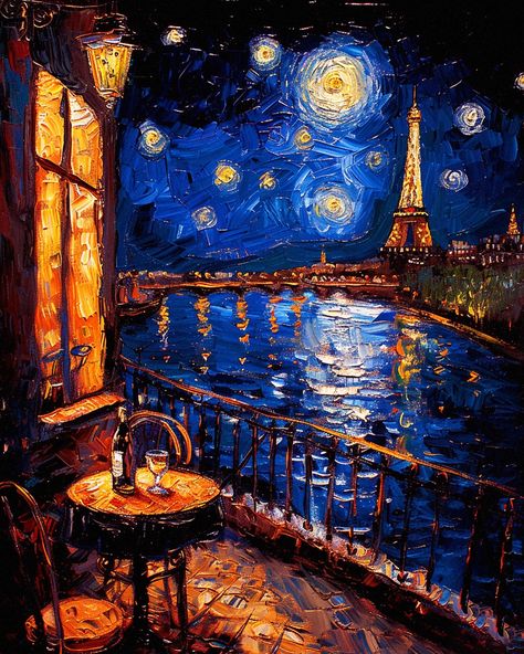 Mridu Agarwal | Everyone has a dream place, and for me, it has always been Paris. I’ve visited twice, yet every thought of the city fills me with nostalgia… | Instagram Cherries Painting, Nostalgia Art, Paris Painting, A Starry Night, Dream Place, Paris At Night, Impressionism Painting, Night Painting, Night City